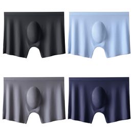 Underpants 4PCS/Lot Men Panties Mens Ice Silk Seamless Sexy Underwear Solid Ultra-thin Breathable Boxer Shorts Male Underpants Boxershorts 230627