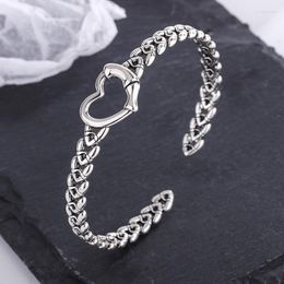 Bangle 2023 Arrival Hollow LOVE Heart Open Bracelet For Women Trendy Vintage Couples Bangles Party Jewelry Accessories