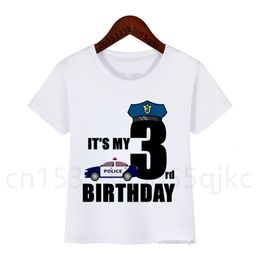 Policeman 1-10 Number Print T Shirt Children Car Birthday T-shirts Boy Girl Funny Gift Tshirt Present Outfit 230626