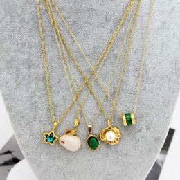 Pendant Necklaces Green Stone Luxury Chains Star Elegant Fahion Korean Aesthetic Clavicle Choker For Women Party Birthday Gifts