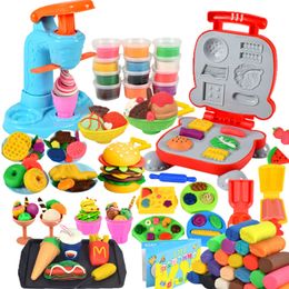 Kitchens Play Food Colourful Plasticine Making Toys Creative DIY Handmade Mould Tool Ice Cream Noodles Machine Kids Play House Toys Coloured Clay Gift 230626