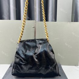 Crush Hourglass Chain Bag Calfskin Leather Shoulder Crossbody Bags Fashion Letter Hardware Women Handbag Purse Studded Magnet Closure