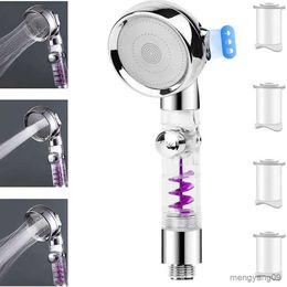 Bathroom Shower Heads High Pressure Turbo Handle Shower Head Rainfall with Switch Button Water Saving Showerhead R230627