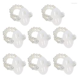 Charm Bracelets H9ED 8 Pieces Stretch Pearl Wedding Wristlets Decoration Elastic Wrist Bands Corsage