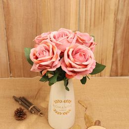 Dried Flowers Beautiful Roses Artificial for Home Wedding Decoration Living Room Table Plastic Branch Fake Flower Wreath Accessories