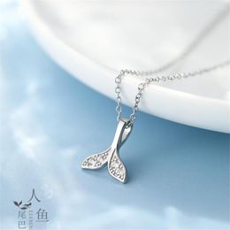 Pendant Necklaces Beautiful Crystal Mermaid Silver Plated Jewelry Temperament Sweet Fish Tail Clavicle Chain XL228