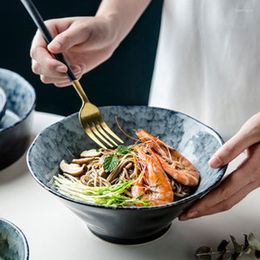 Bowls Nordic Simple Household Ramen Bowl Large Capacity Ceramic Ajisen Noodle El Restaurant Marble Soup Vegetable