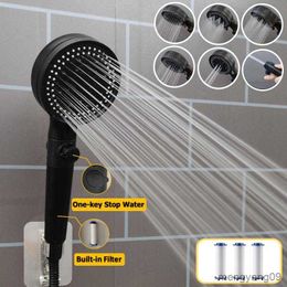 Bathroom Shower Heads Mode Shower Head High Pressure Water Saving Bath Showerhead with Stop Button Cotton Filter Rain Shower Bathroom Accessories R230627