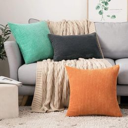 Linens Supersoft Corduroy Cushion Cover Solid Striped Throw Pillow Covers Decorative Pillow Case for Sofa Bed Living Room Decoration