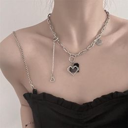 Choker Imitation Pearl Tassel Love Collar Necklace For Women Zircon Heart Clavicle Chain Jewelry Collier Envio Gratis