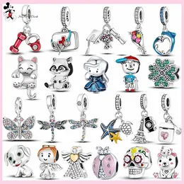 For pandora charm 925 silver beads charms Butterfly Dragonfly Dangle Heart charm set Pendant DIY