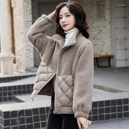 Women's Trench Coats 2023 Thickened Women's Short Winter Clothing Lamb Wool Korean Version Loose Plush Down Thick Coat Trendy