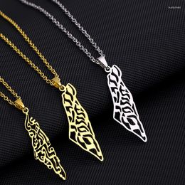 Pendant Necklaces Middle East State Of Palestine Map Necklace Stainless Steel Gold Color Arabic Men Women Ethnic Jewelry Gift