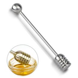 Honey Mesuring Spoon Stainless Steel Straight Handle Metal Dipper Honey Stick Kitchen Cooking Measuring Tool JN27