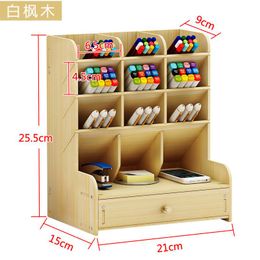 Markers MultiFunction Wooden Desktop Marker Pen Holder Office School Storage Vintage Case Desk Pencil Accessories Organizer Stationary