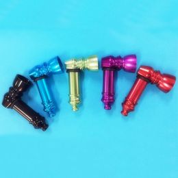 New Style Cool Mini Colorful Aluminium Alloy Pipes Portable Removable Herb Tobacco Filter Spoon Bowl Handpipes Hand Tips Smoking Cigarette Holder DHL