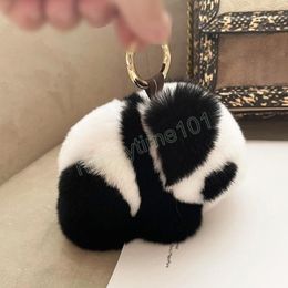 Lovely Furry Panda Pendant Keychain Faux Fur Key Rings Holders Decoration Bags Purses Keys Pendants Ornaments Cute Party Gifts