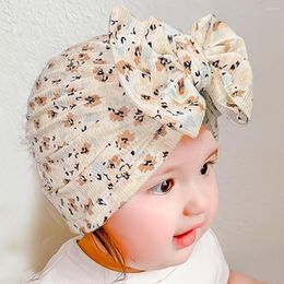 Hats Accessories Baby Girl Turban Big Bowknot Hat Toddler Kids Head Wrap Born Beanie Floral Printed Infant Bonnet Beanies Cap