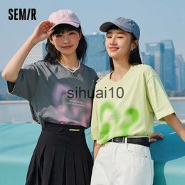 Women's T-Shirt Semir Short Sleeve T-Shirt Women Design Butterfly Letter 2023 Spring New Loose Personality Cotton Pullover Sweet And Cool Tshirt J230627