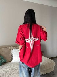 Women's T-Shirt HOUZHOU Kpop Streetwear Red Short Sleeve Tshirts Oversized Y2K Vintage Letter Star T Shirts Hippie Harajuku Black Tees Women J230627