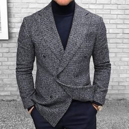 Men's Suits Men's Stylish Men Blazer Temperament Suit Coat Solid Colour Dressing Pure British Style