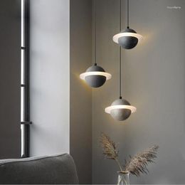 Pendant Lamps Modern LED Planet Light Creative Restaurant Bar Cement Lighting Fixture Nordic Bedroom Bedside Kitchen Island Decor Lamp