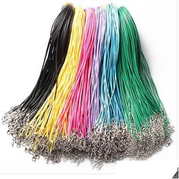 Chains 1.5Mm Wax Leather Snake Necklace Beading Cord String Rope Wire Extender Chain With Lobster Clasp Diy Jewellery Drop Delivery Ne Dhpf2