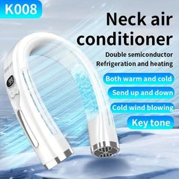 Hanging Neck Fan Cooling Small Air Conditioner Portable Leafless Silent Small USB Charging Built-in 4400mA Battery Ring Neck Cooling Air Conditioner