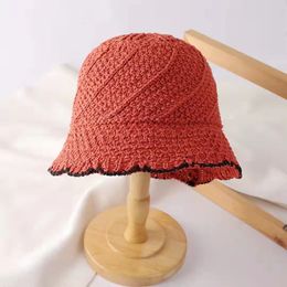 Crocheted Lotus Leaf Twill Bucket Hat Women's Summer Sunscreen Sunshade Panama Cap Fashion Luxury Chapeau Fisherman Headgear