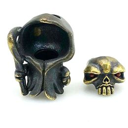 Outdoor Gadgets Brass Death Skull Knife Beads Outdoors DIY Tools EDC Original Handmade Lanyard Pendants Key Rings Accessories Hangings Charms 230627