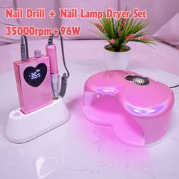 Nail Dryers 96W UV Led Nail Lamp For Manicure Set Rechargeable 35000 Nail Drill Gel Nail Polish Machine Tool Nail Supplies For Professionals 230626