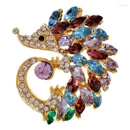 Brooches Cute Hedgehog Brooch Fashion Rhinestone Crystal Enamel Pins For Women Girls Animal Jewellery Accessories