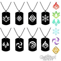 Pendant Necklaces Genshin Impact Eye God Vision Necklace Klee Keqing Venti Figure Cosplay Game Stainless Steel Collar