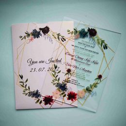 Hangers Racks Wedding Decoration Pocket Invitation Cards Custom Leave Elegant Engagement Invitaton Cards With Envelop x0710