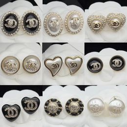 Mode herzförmige Designer CC Ohrring koreanische Ausgabe natürliche Perlenohrring Marke Luxus Kristall S925 Silber Ohrstecker