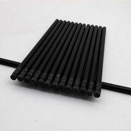 Pencils 100pcs kawaii black wood pencil lot black pencils with erasers for school office writing supplies cute stationary HB pencil bulk