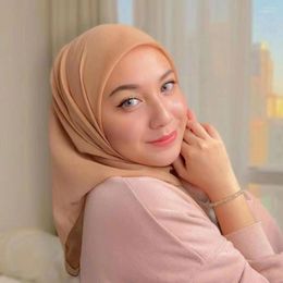 Scarves Shawl Chiffon Tali Muslim Women Plain Hijab Scarf With Rope Malaysian Women's Hijabs Long Shawls Tie Back