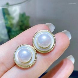 Stud Earrings Arrival Natural Freshwater Pearl Shell Circle Design 14k Gold Filled Female Jewelry For Women Gift