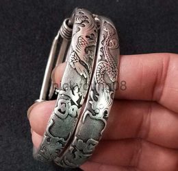 National Style Tibetan Silver antique silver charm bracelet with Dragon Phoenix Foot Design - Wholesale Folk Craft Jewelry (0627)