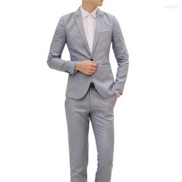 Men's Suits Men's 1 Set Blazers Pants Men Solid Colour Slim Fit Turn-down Collar One Button Blazer Sets Formal For Trajes De Hombre 2023