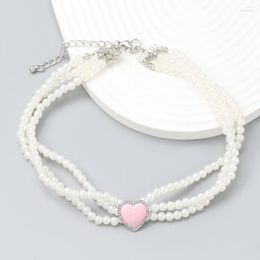 Choker Creative French Style Retro Party Simple Elegant Pearls Women's Jewellery Cute Heart Multi Layers Pearl Necklace