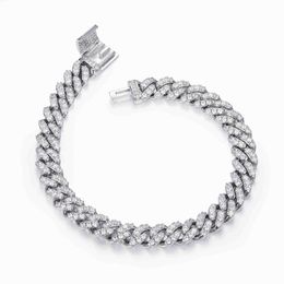 Designer Jewellery Hip Hop Jewellery S925 Sterling Silver 8mm Width 6 8 9 16 18 20 22 24 26IN D Moissanite Cuban Link Chain Bracelet Necklace for Men