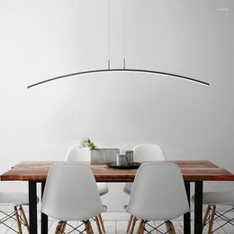 Pendant Lamps Modern Simple Line Shape Aluminum Lights For Living Room Dining Bedroom Study Creative Linear LED Lamp