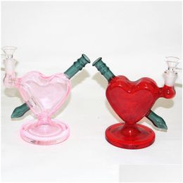 Smoking Pipes Glass Water Heart Shape Smoke Pipe Bong Oil Rigs Hookah Dab Rig Dry Herb Vap Bongs Accessories Drop Delivery Home Gard Dhe4I