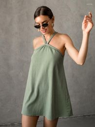 Women's Sleepwear Hiloc Green Mini Dress Sexy Women Nightgown 2023 Summer Woman Dresses Lingerie For Ladies Home Wear Female Casual