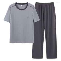 Men's Sleepwear Summer Modal Pyjamas Set Men Short Sleeve Mens Plus Size L-4XL Male Homewear