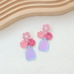 Dangle Earrings Arrival Sweet Cute Flower Vase Acrylic Charms Harajuku Simple Japanese Style Fashion Y2k Jewellery For Women