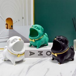 Decorative Objects Figurines Resin Entryway Key Statue Tray Unique Bulldog Mini Craft Small Object Storage Tray Home Decor Housewarming Gift for Friends 230627