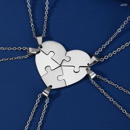 Pendant Necklaces Teamer Combination Heart Puzzles Necklace For Women Girls Stainless Steel Family Birthday Friendship Gifts