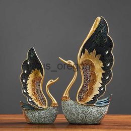 Decorative Objects Figurines Resin Couple Swan Statue Decoration Home Decoration Crafts Wedding Gift Desk Art Figurine Bedroom Decor Home Decor Accessories